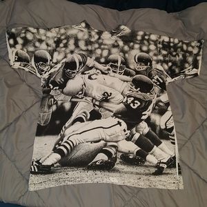 Vintage All Over Print Football XL Rare T Shirt